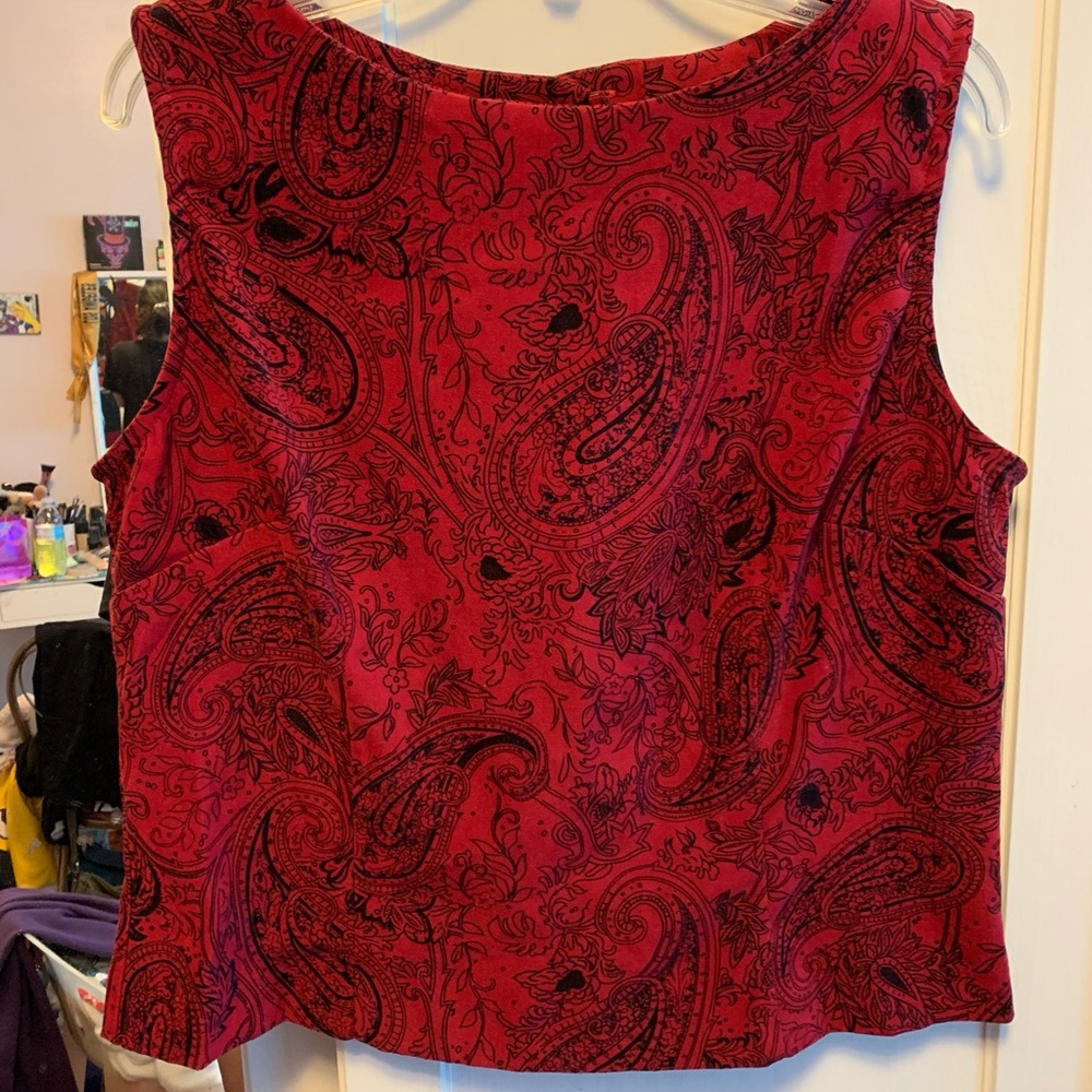 Petite Red Paisley Top